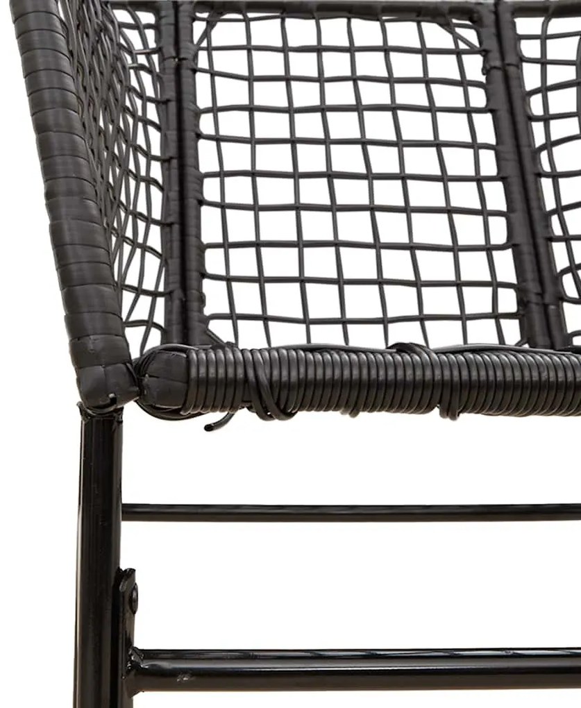 5 részes fekete polyrattan üveg kerti étkezőgarnitúra