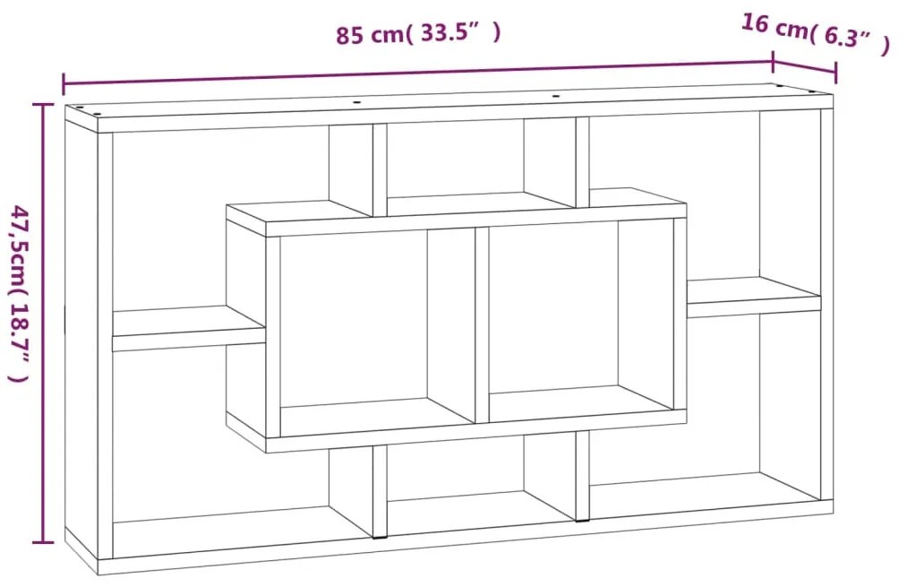 8-rekeszes betonszürke fali bemutatópolc
