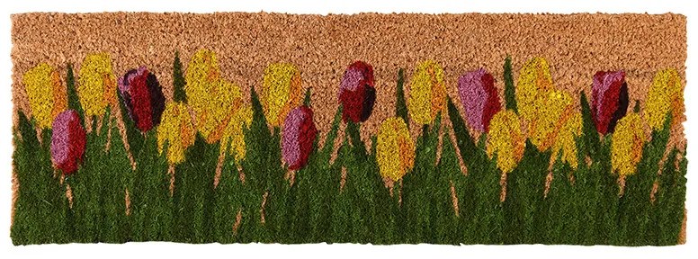 Tulipános kókuszrost lábtörlő, 75 x 25 cm