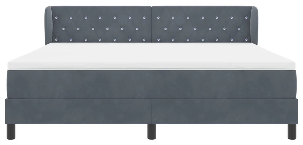Boxspring Ágy Matrac Kollokációs Sötétszürke 180x200 cm Bársony