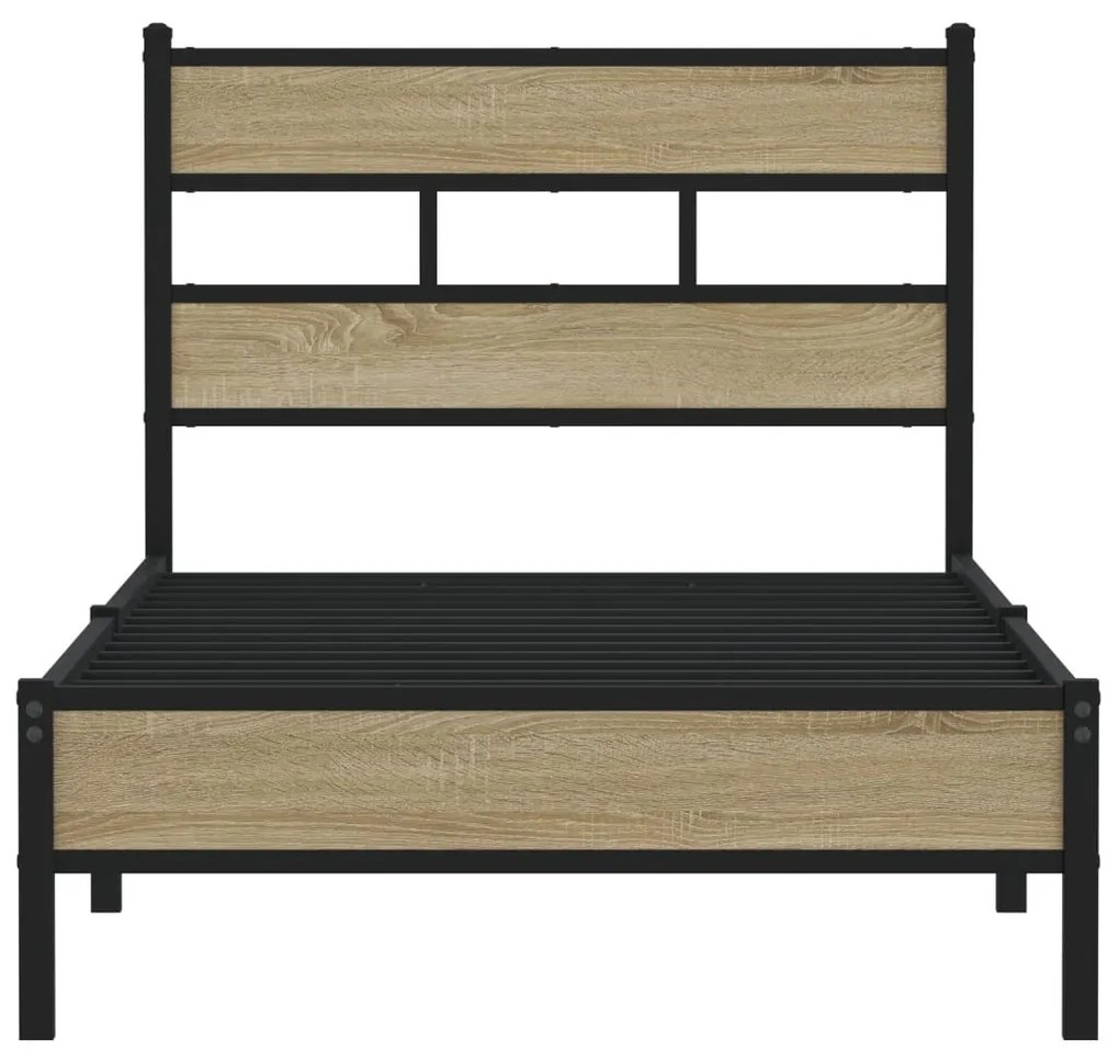 sonoma tölgy színű szerelt fa ágykeret matrac nélkül 80x200 cm