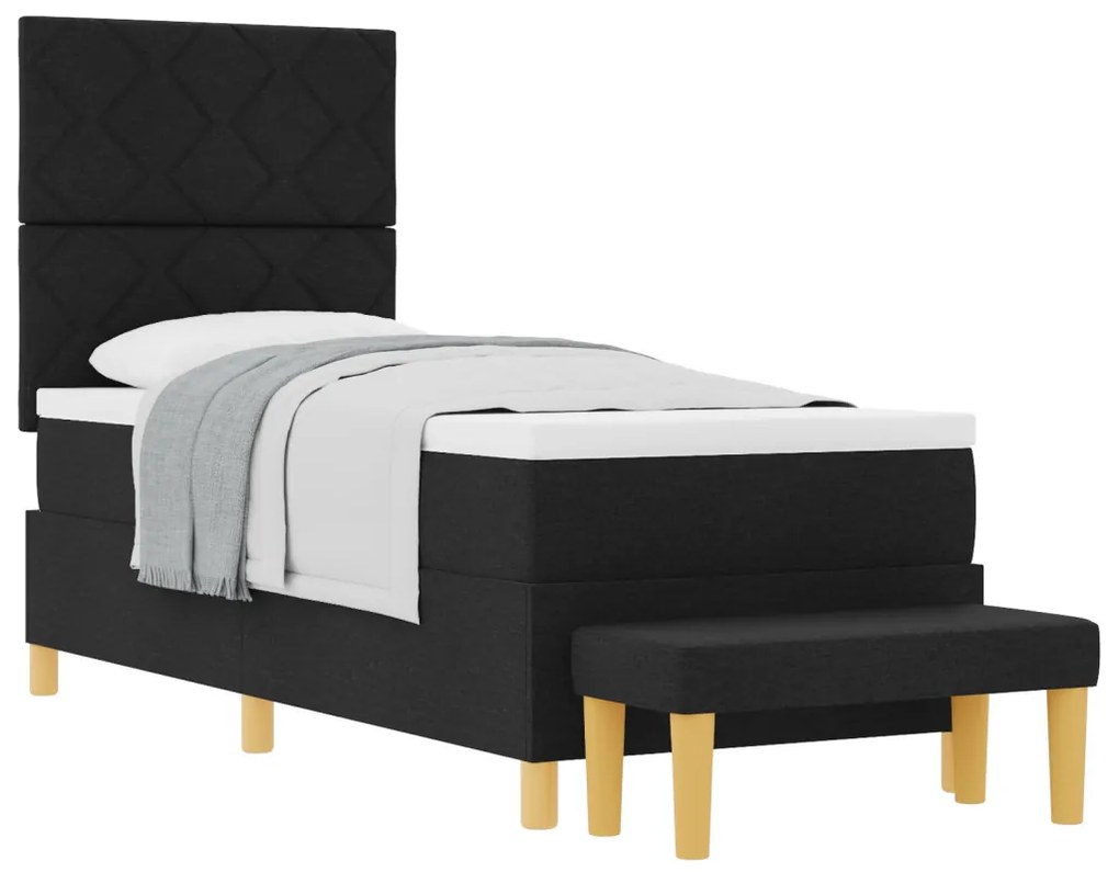 Box Spring Ágy Matraccal & Pad Fekete 80x200 cm Szövet