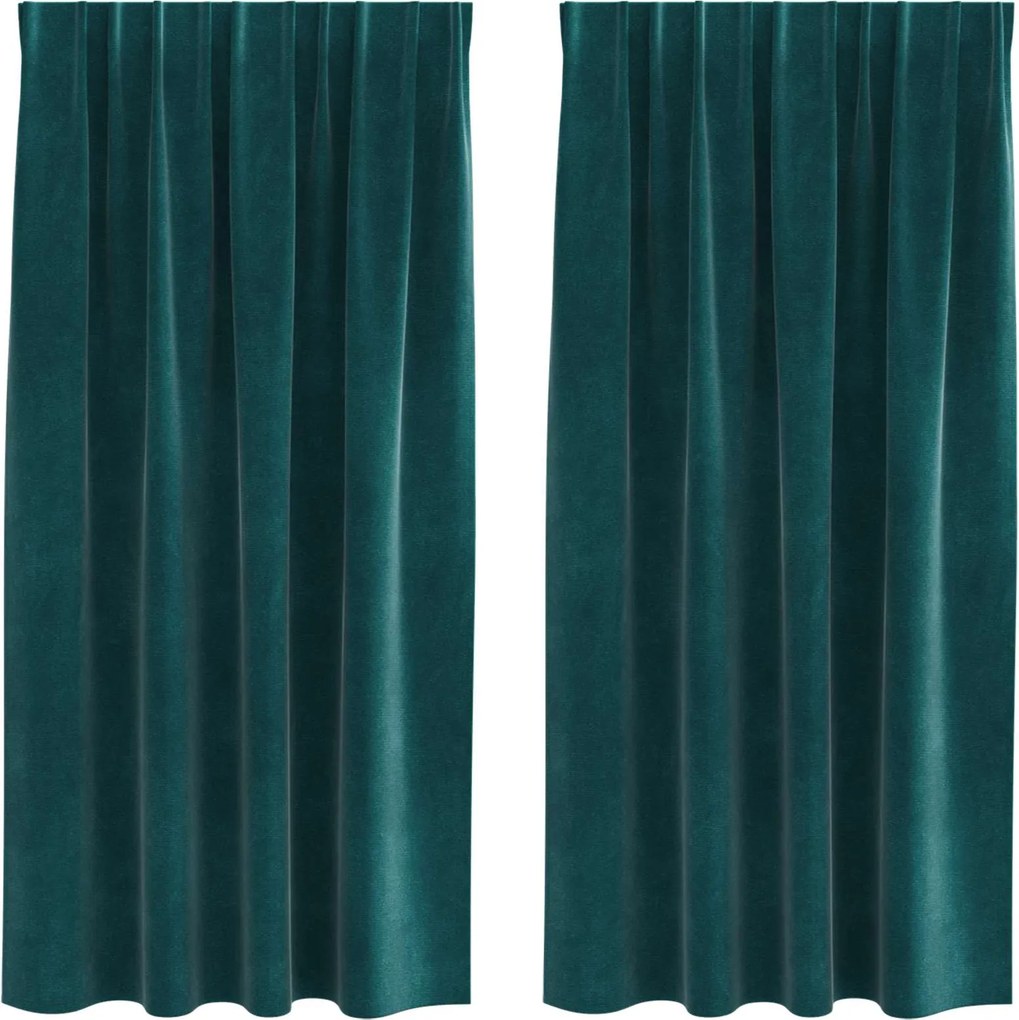 vidaXL Sötétítő függönyök 2 pcs Sötétzöld 140 x 175 cm Bársony