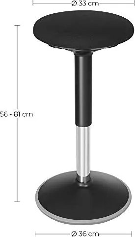 Irodai szék, ergonomikus szék, 56-81 cm magasságban állítható, fekete