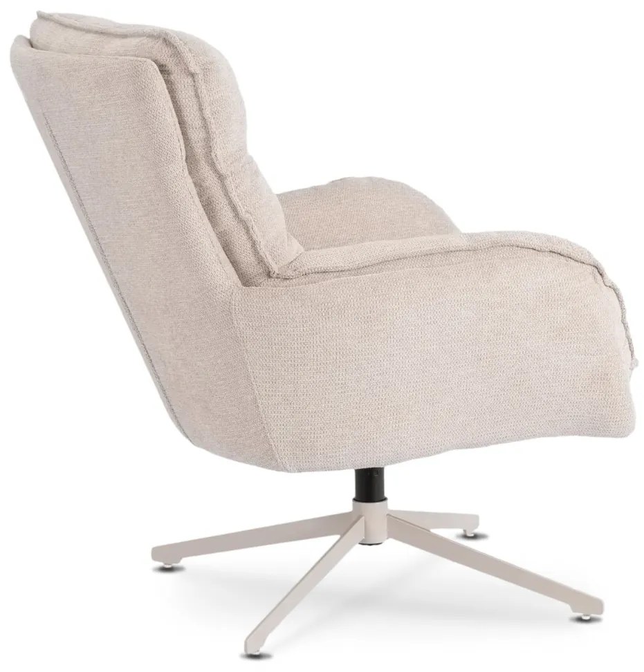 Fotel Wypoczynkowy Obrotowy PASADENA Z Podnóżkiem Kremowy