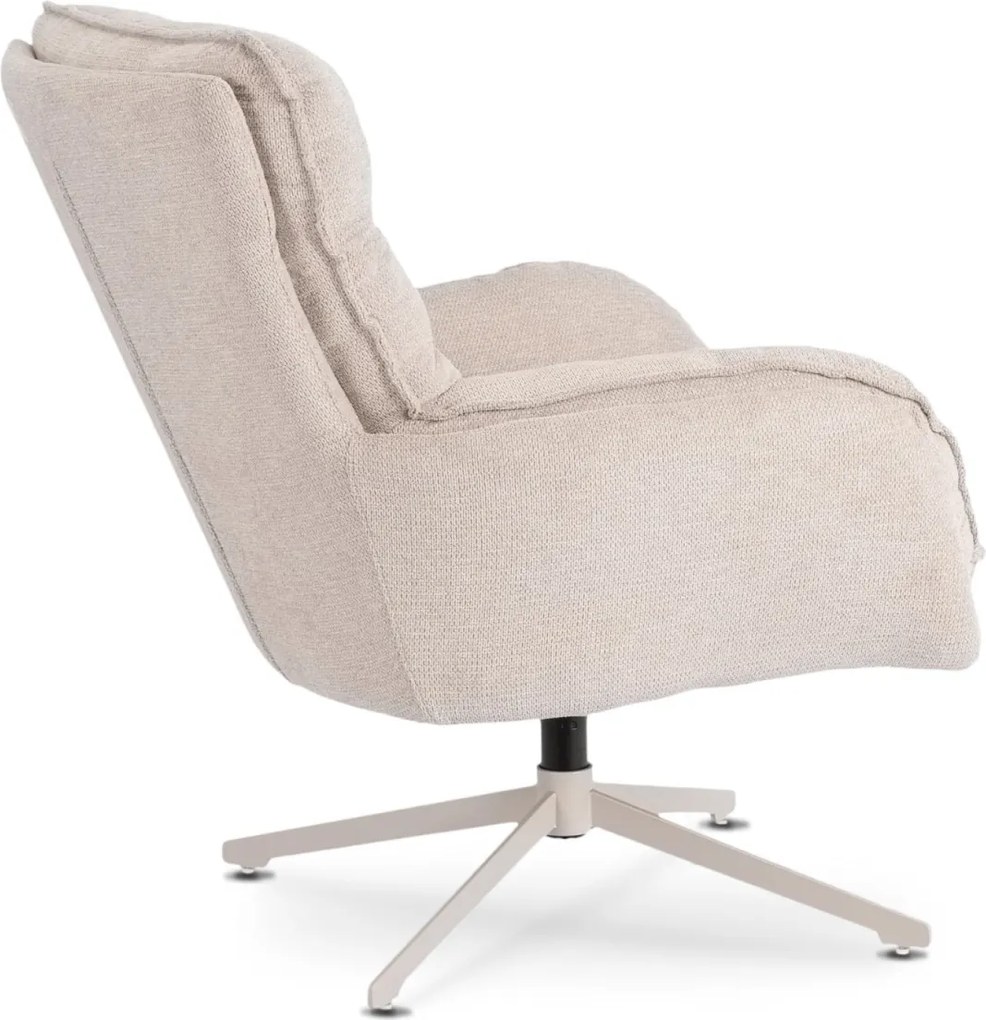 Fotel Wypoczynkowy PASADENA Obrotowy z Podnóżkiem Kremowy