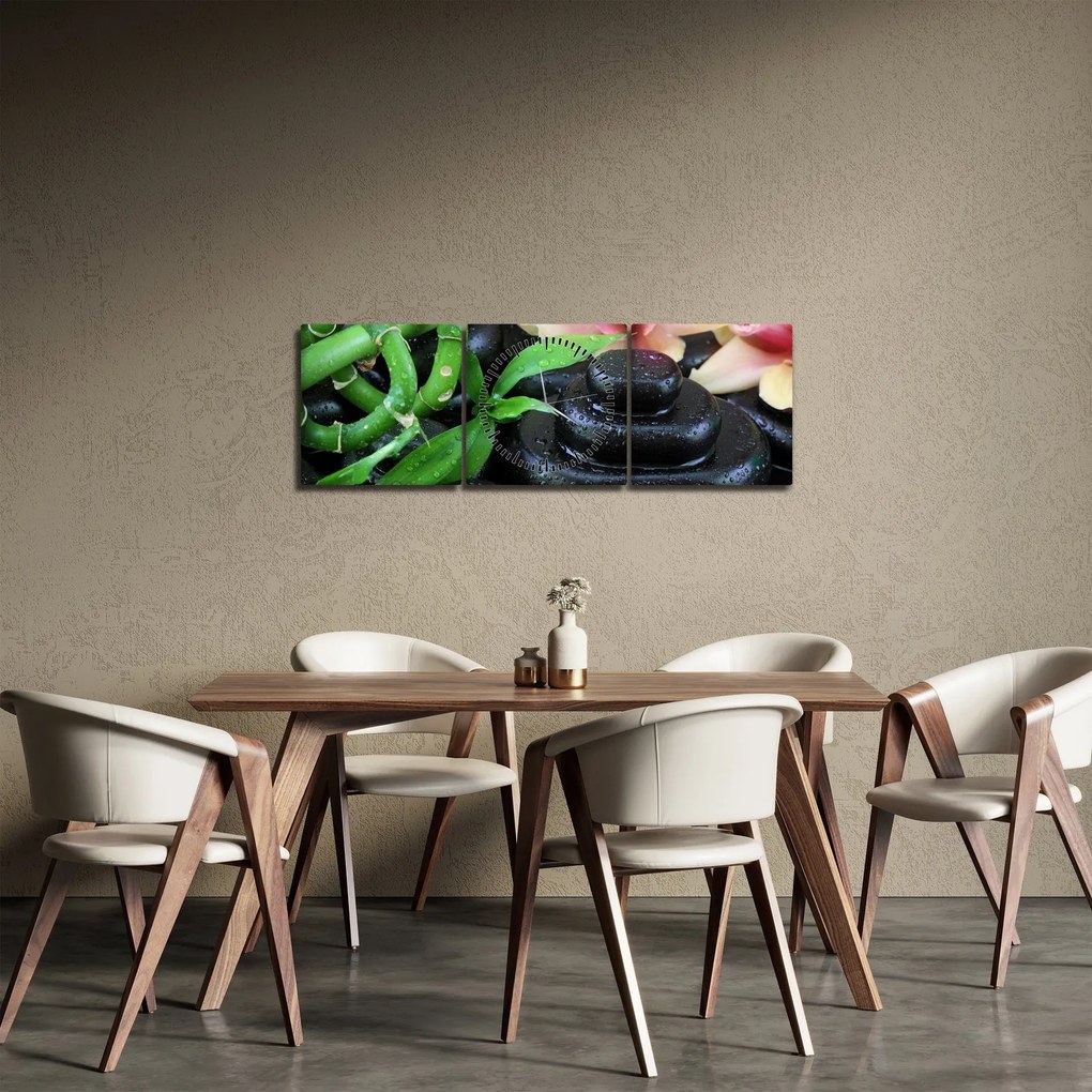 Kép - Kövek és orchideák (órával) (90x30 cm)