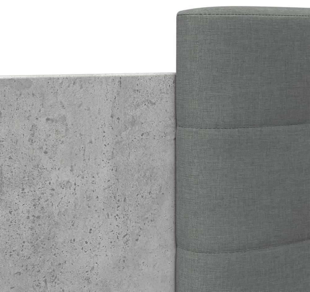 betonszürke ágykeret fejtámlával és LED-világítással 160x200 cm