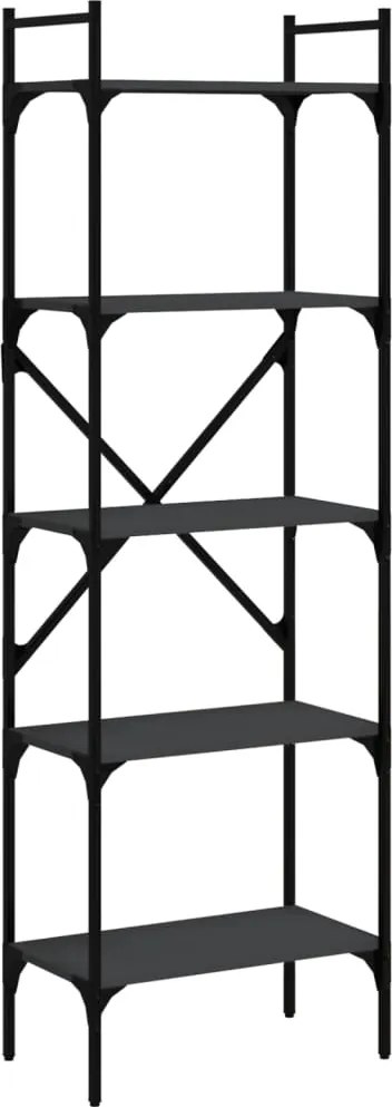 vidaXL 5 szintes fekete szerelt fa könyvespolc 56 x 31,5 x 174 cm