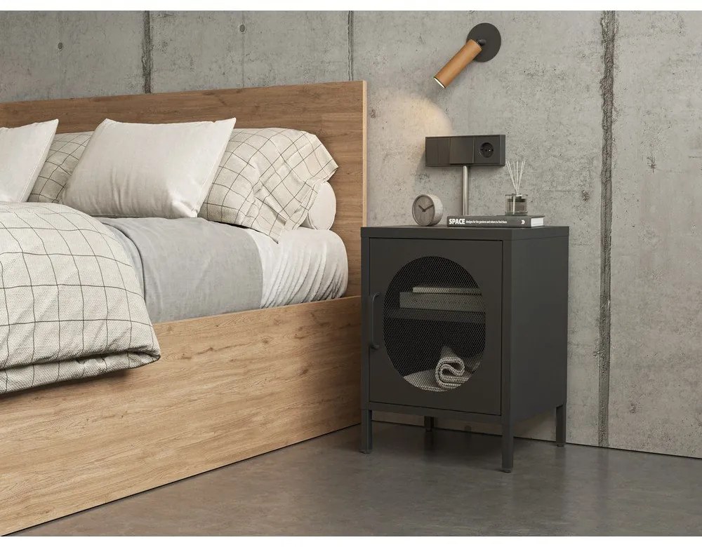 Fekete fém éjjeliszekrény Diora – Marckeric