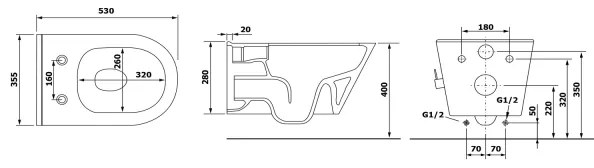 Sapho - Függesztett WC bidé zuhannyal, kerámia/matt fekete