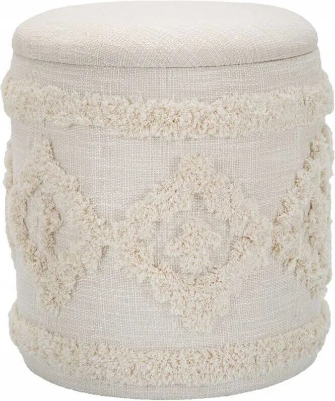 Díszes Zsámoly Ø 35 CM Bézs Boho Puff Hálószoba Nappali