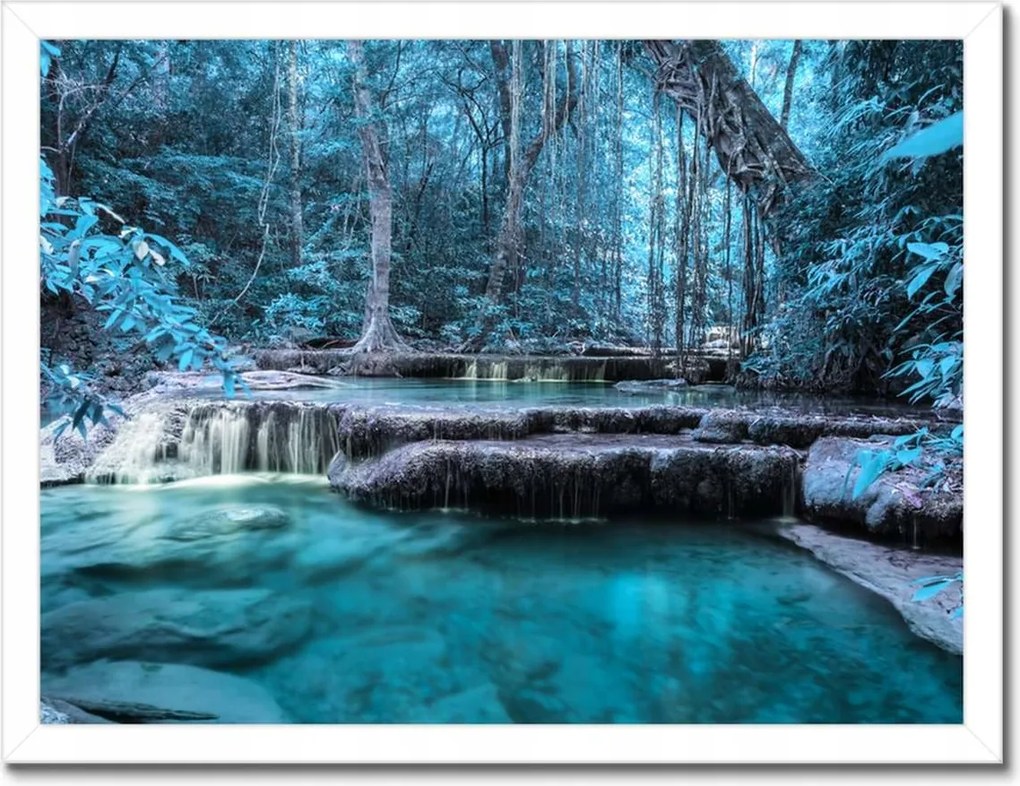 Poszterek keretben 40x30 Erawan Kék vízesés
