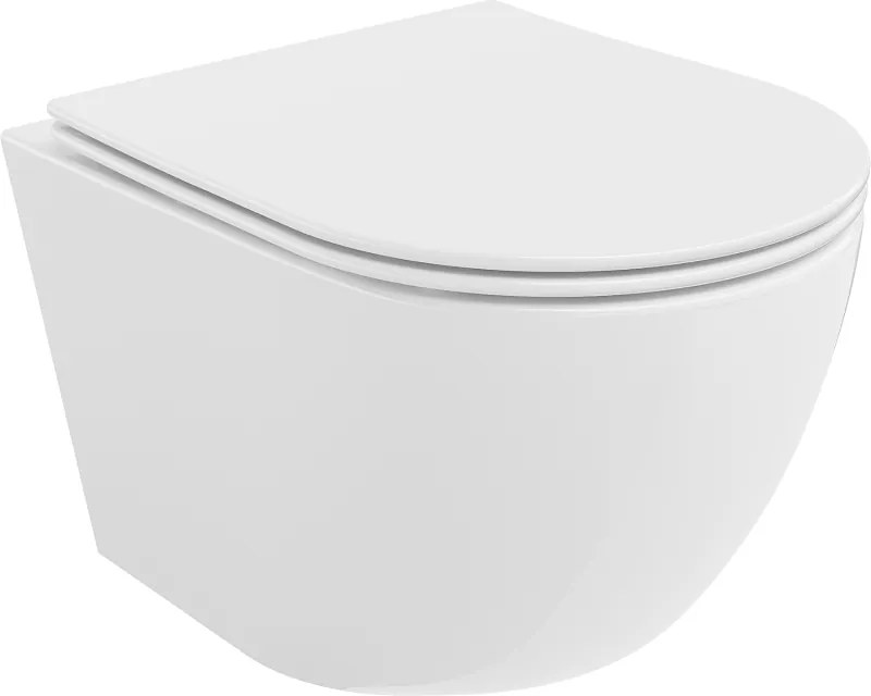 Mexen Lena Rimless WC csésze lassan záródó slim ülőkével, duroplast, fényes fehér - 30220400