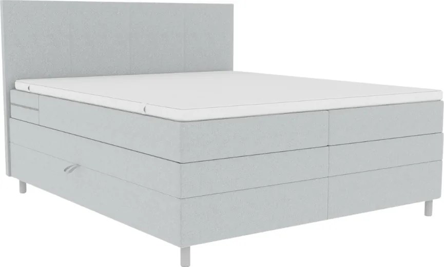 Kárpitozott Boxspring Ágy CARINA 140x200 cm világosszürke Matrac: Bonell rugós matrac