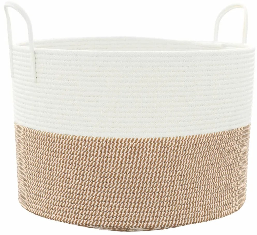 barna-fehér pamut tárolókosár Ø51 x 33 cm