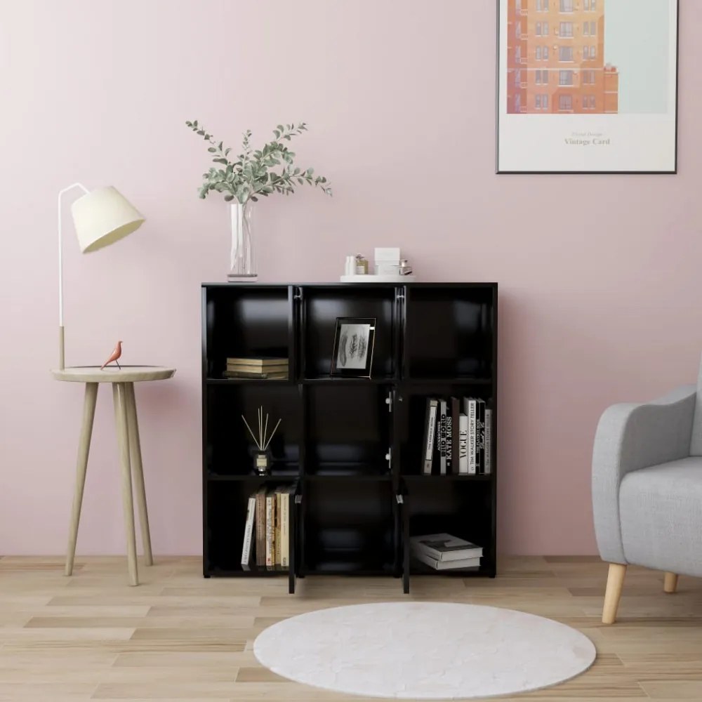 fekete szerelt fa könyvszekrény 90 x 30 x 90 cm