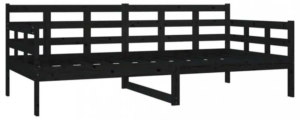 fekete tömör fenyőfa kanapéágy 90 x 190 cm