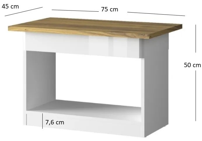 Dohányzóasztal Tiera (fényes fehér + navarre tölgy). 1053344