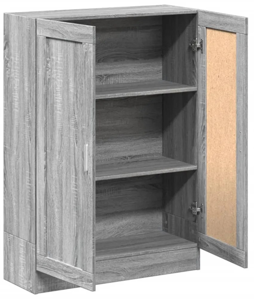 szürke sonoma színű szerelt fa könyvszekrény 82,5x30,5x115 cm
