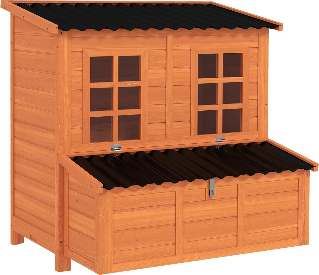 PawHut fa csirkeól 100×86×100 cm — kifutó-nyílás, fészekdoboz, vízálló tető, 2 ülőrúd, átalakítható rámpa, 4–6 tyúk (narancssárga) | Aosom