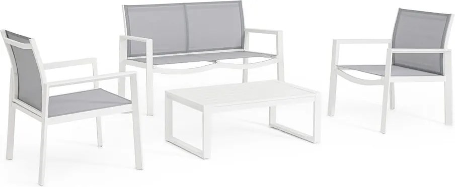Fehér alumínium négyszemélyes kerti lounge szett Kallen – Bizzotto