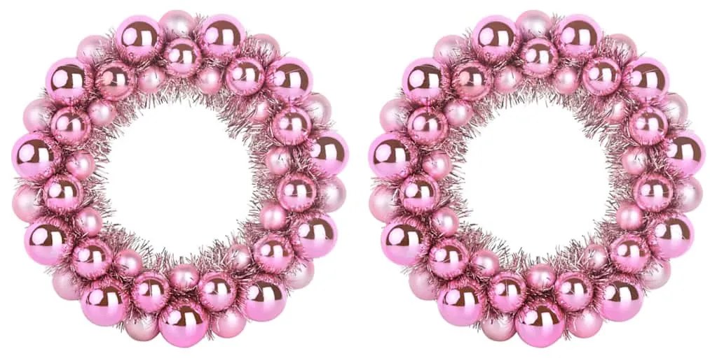 Karácsonyi labda koszorúk 2 pcs Rózsaszín 33 x 33 x 7 cm
