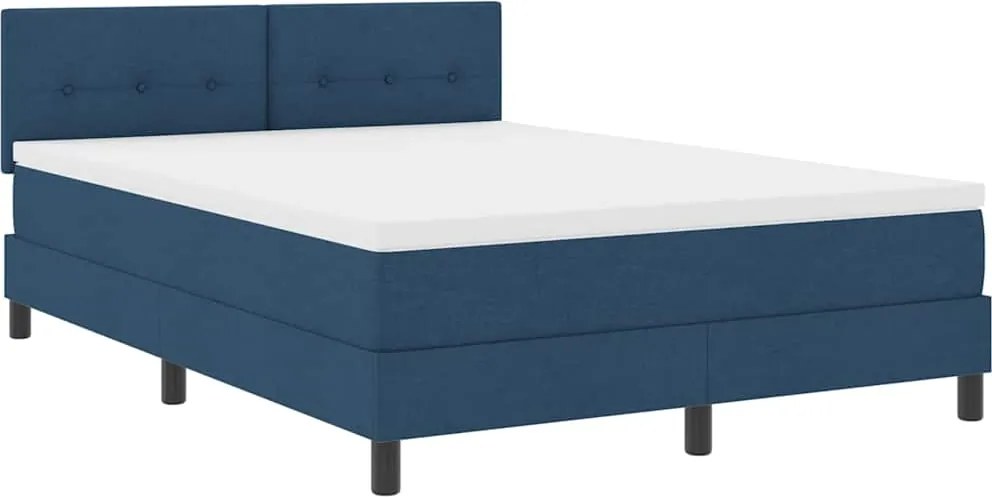 vidaXL Boxrugós ágy matracmal leddel Kék 140 x 190 cm szövet
