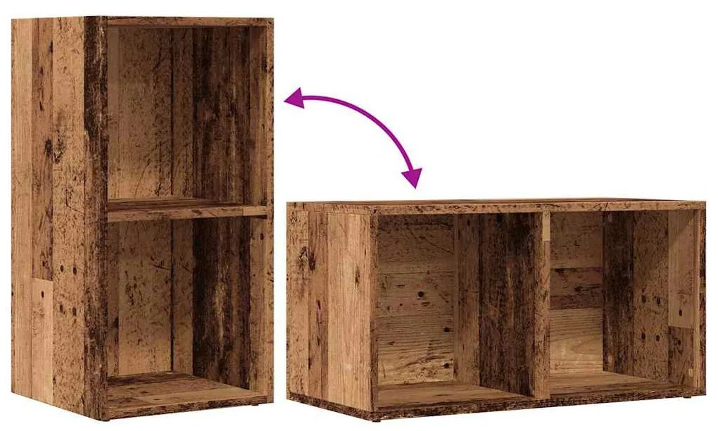 LP antik fa színű szerelt fa tárolódoboz 69,5 x 34 x 36 cm