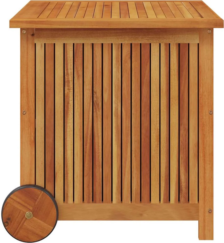 Tömör Akácfa Kerti Tárolóláda Kerekekkel 60 X 50 X 58 Cm