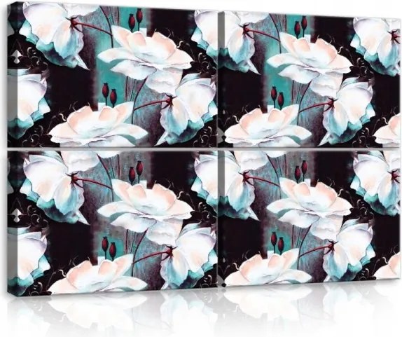 Vászonkép 120x80 Lótusz virágok bazsarózsa modern minta sötét háttér kontraszt