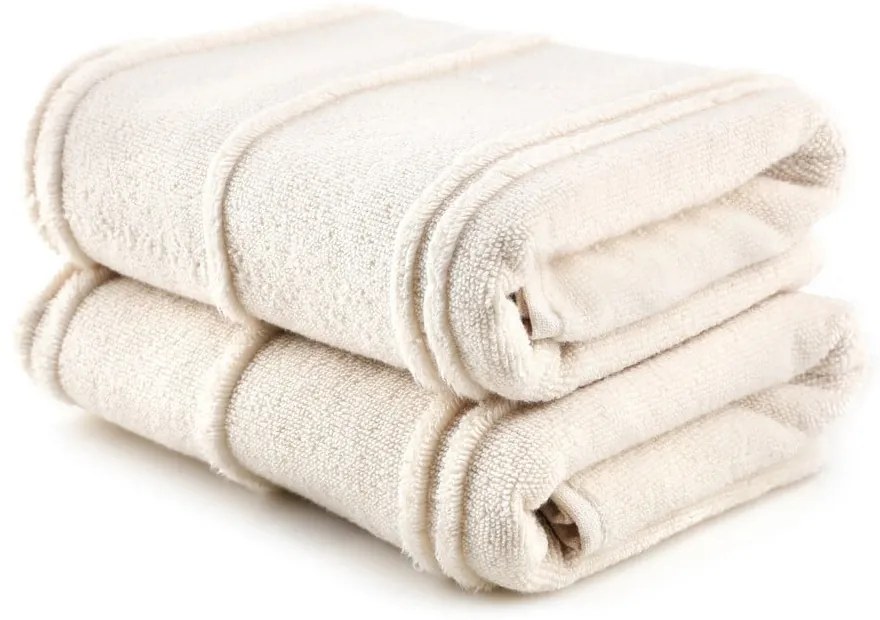 Krémszínű frottír törölköző szett 2 db-os 50x90 cm Arden – Foutastic