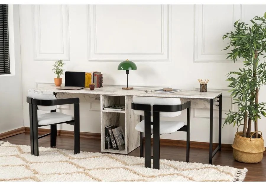 Íróasztal Twin Study Desk - Freesia Marble, Fekete