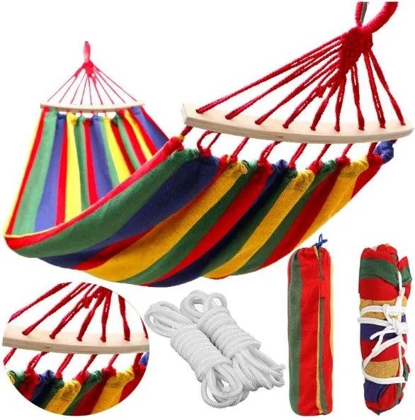 Színes függőágy HAMAK 2 személy részére 190x150 cm
