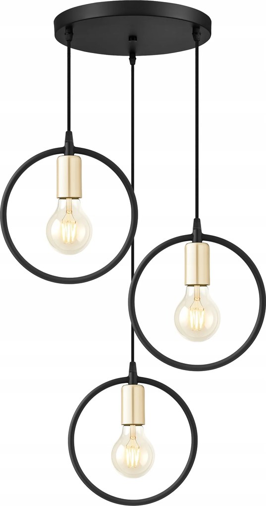 Függő mennyezeti lámpa Csillár Plafon Fekete Arany Prémium E27 Loft