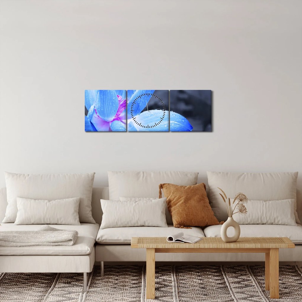 Egy virág képe részletesen (órával) (90x30 cm)