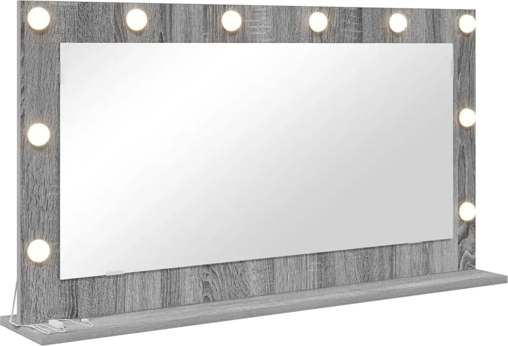 vidaXL Toalett Tükör Szürke Sonoma 100 x 55 x 18 cm Üveg és mérnöki fa