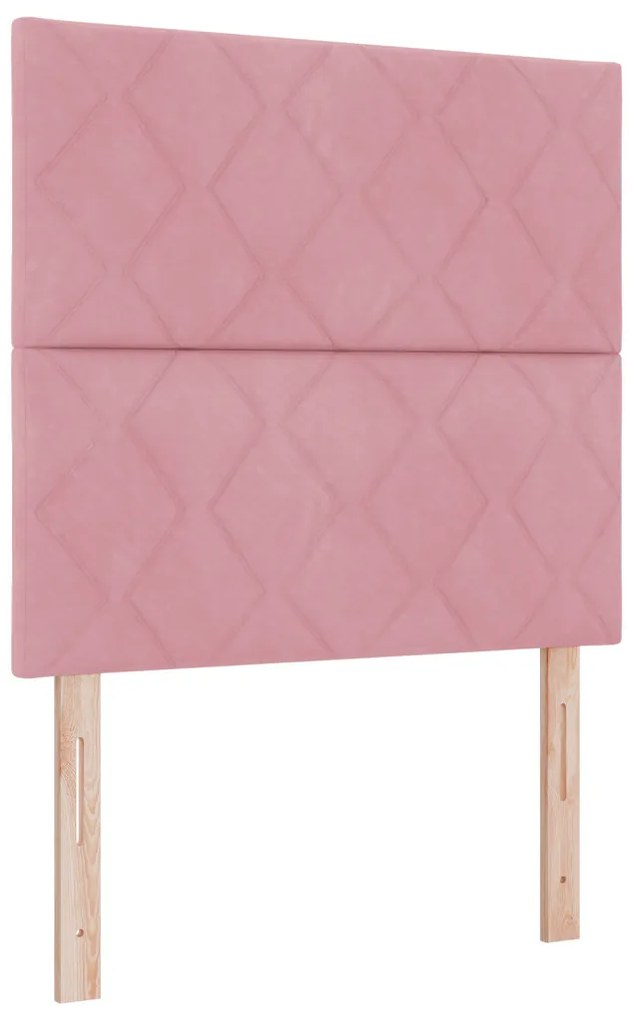 Rózsaszín Box Spring Ágy Matraccal és Pad 90x190 cm Bársony