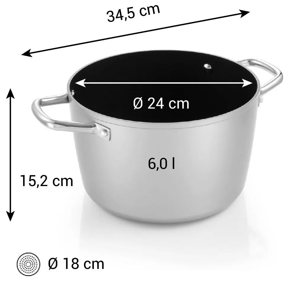 Tescoma GrandCHEF+ edény átmérője 24 cm, 6,0 l, 24 cm átmérőjű