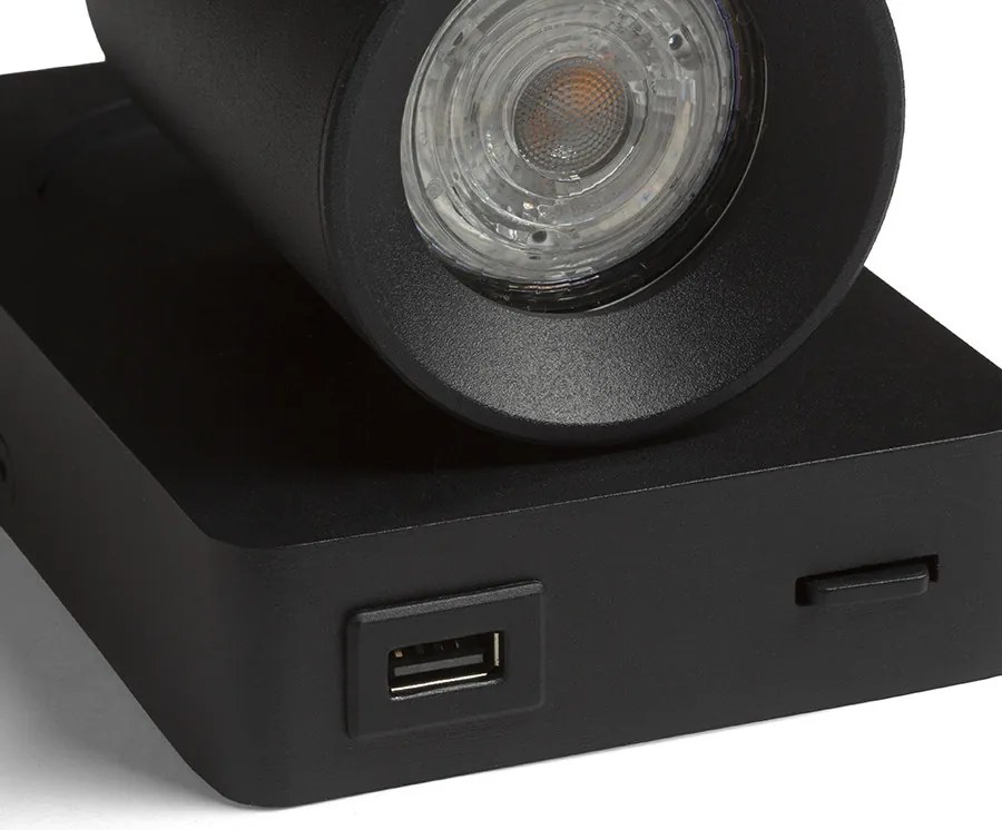 RENDL VOLTERA USB nástěnná černá 230V LED GU10 9W