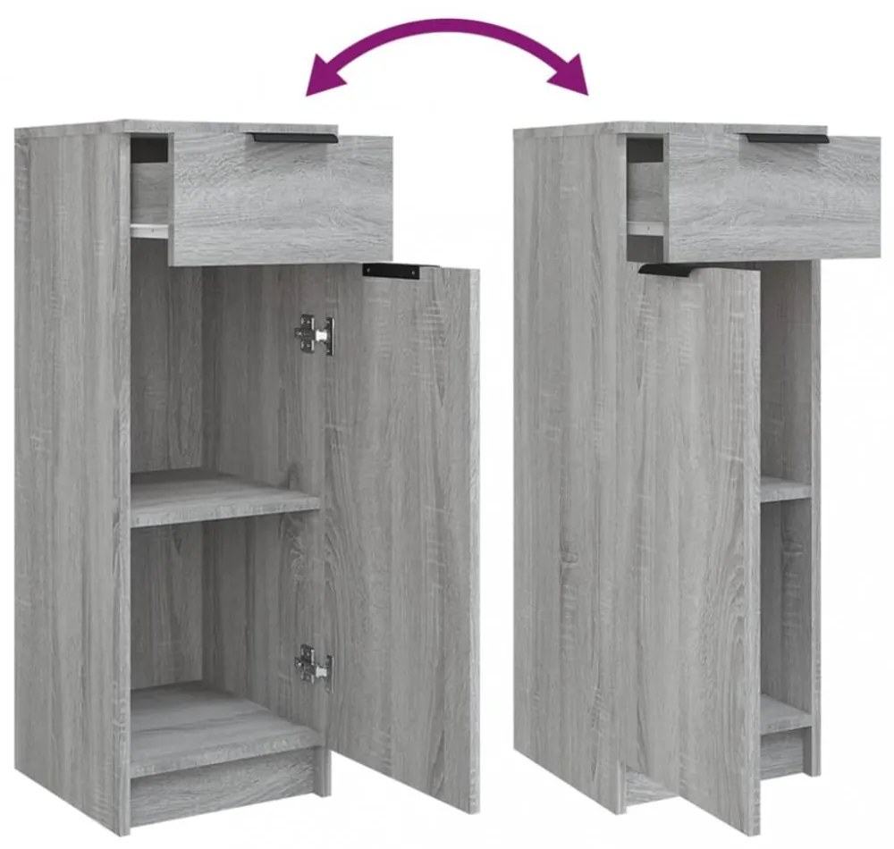 3 részes szürke sonoma szerelt fa fürdőszoba szekrényszett