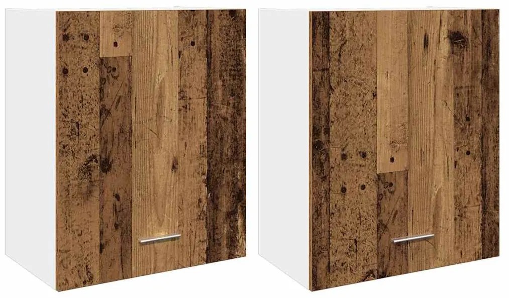2 db antik fa színű szerelt fa függő szekrény 50 x 31 x 60 cm