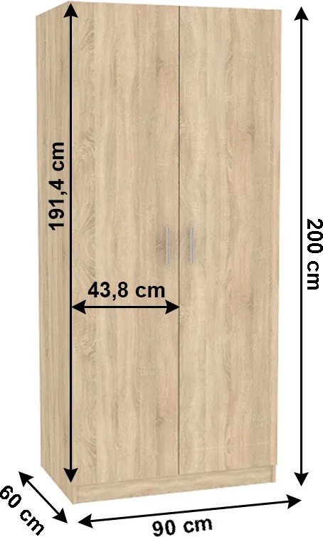 Szekrény, laminált DTD, tölgy sonoma, INVITA TYP 4