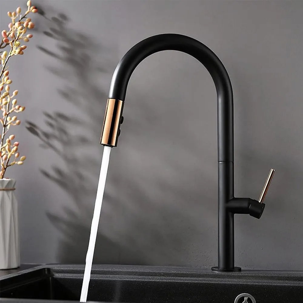 REA APOLLO Black/Rose Gold mosogató csaptelep