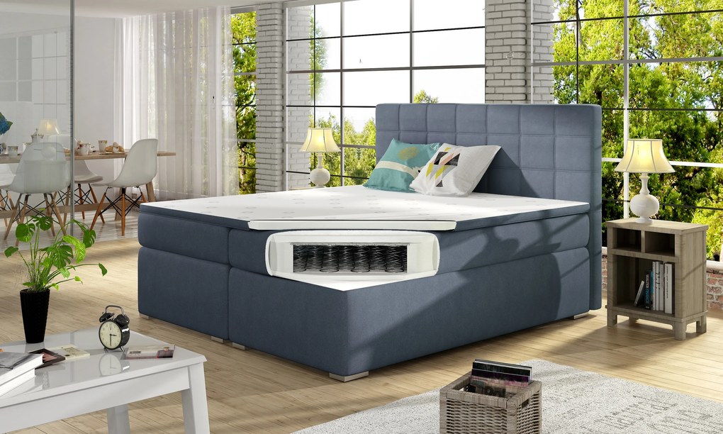 Franciaágy Boxspring 160 cm Abbie (rózsaszín) (matracokkal). 1027421