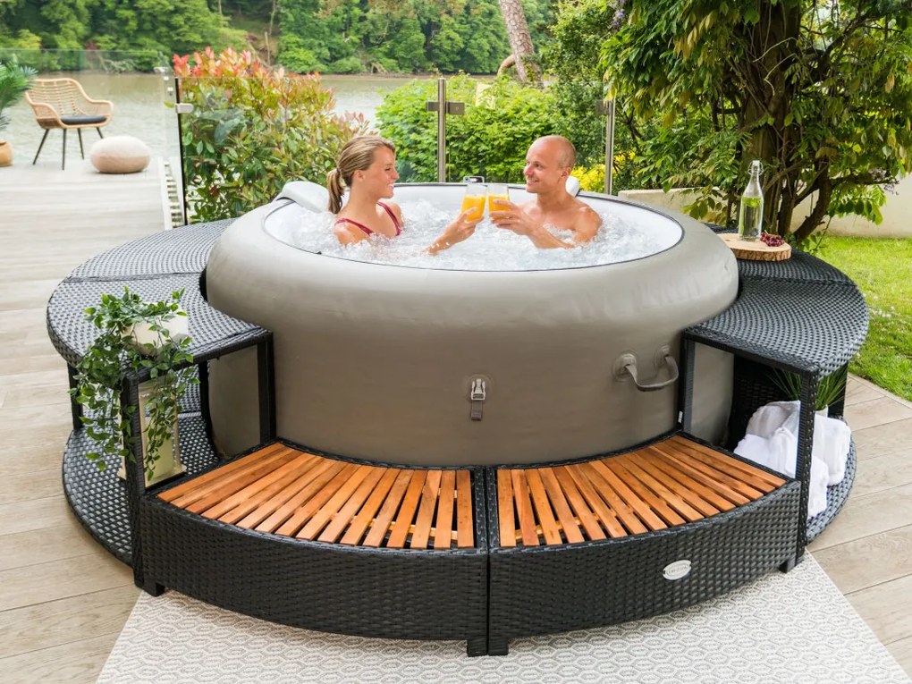 Lay-Z-Spa kör alakú rattan pezsgőfürdő bútor, 180 cm, fekete