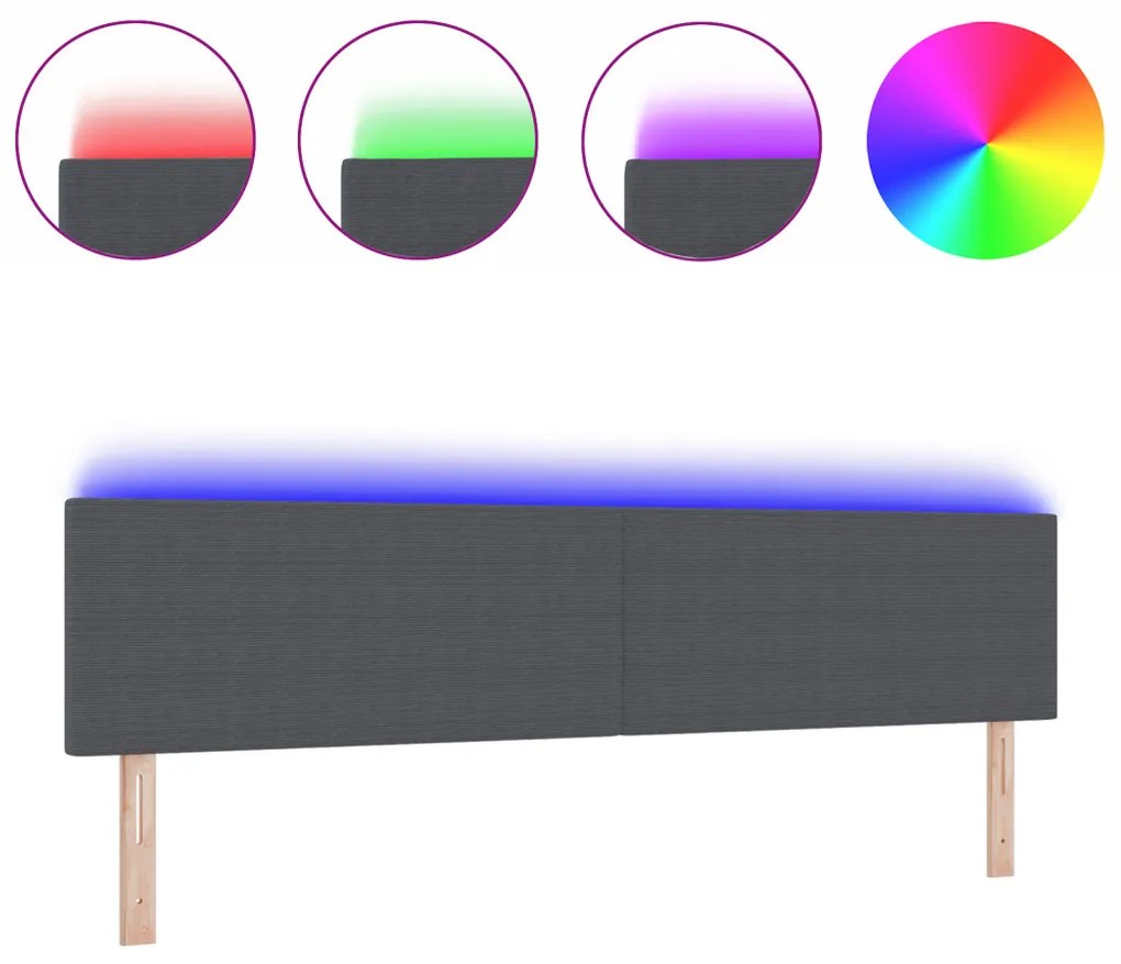 LED Fejtámla Egyszerű Dizájn, Sötétszürke, 100 cm, Kordbársony Szövet