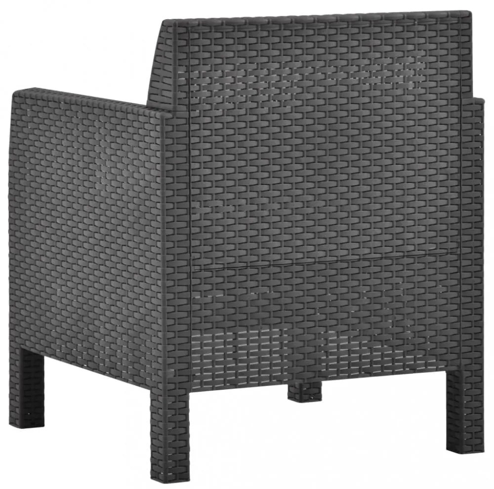 antracitszürke rattan kerti szék párnával 63 x 65 x 76 cm PP rattan