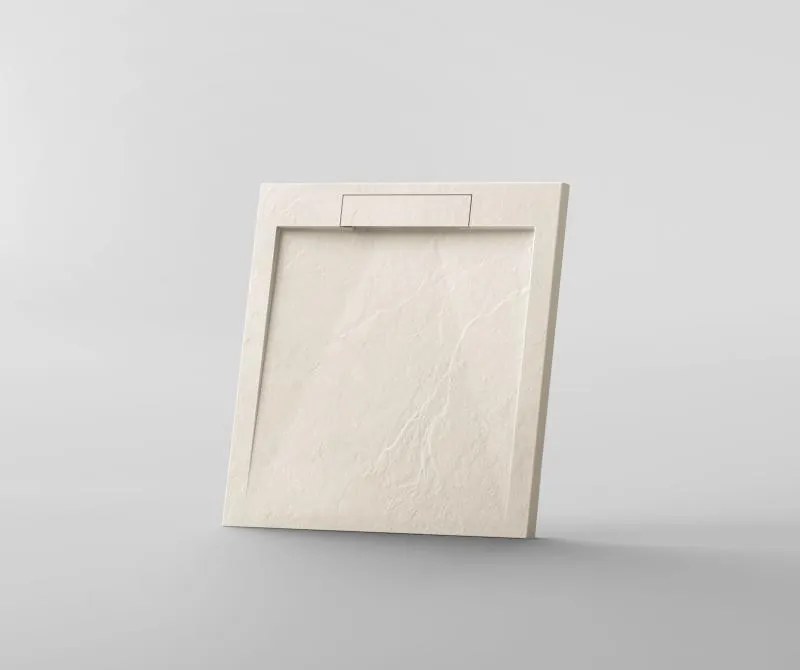 AREZZO design STONE pala hatású öntött márvány zuhanytálca, 90x90 cm-es, beige (2 doboz)