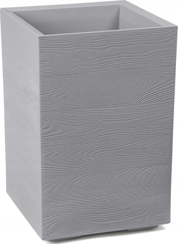 Magas Virágtartó Fa Utánzat Szürke gurulós terasz h60x40 cm